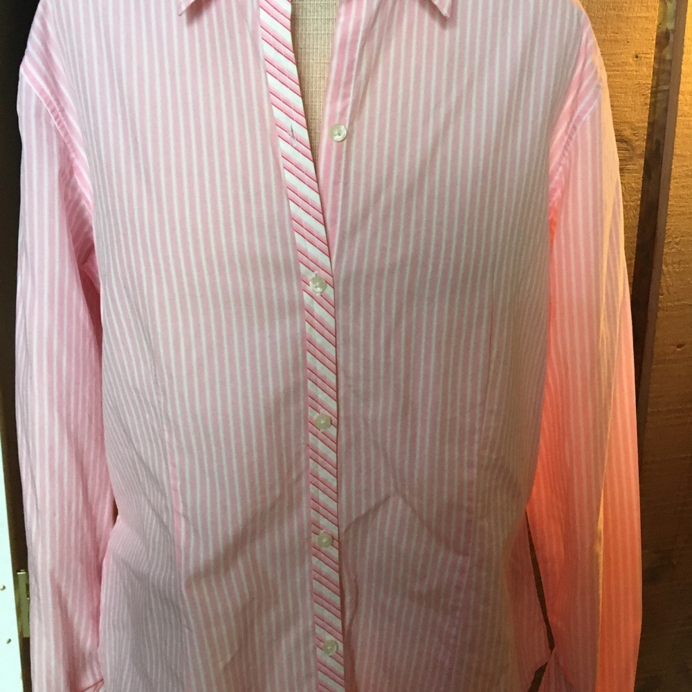Fun, Peppermint Striped Fitted Button Down,Saks. - image 5